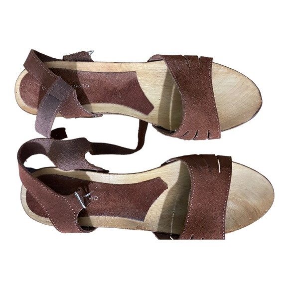 Charles David womens upper leather wood platform heels ankle strap sandals 10.5 - Picture 9 of 12